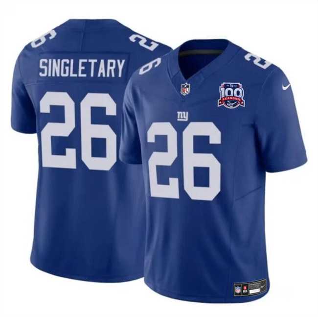 Men & Women & Youth New York Giants #26 Devin Singletary Blue 2024 F.U.S.E. 100TH Season Patch Vapor Untouchable Limited Stitched Jersey,We sell and wholesale Men & Women & Youth New York Giants #26 Devin Singletary Blue 2024 F.U.S.E. 100TH Season Patch Vapor Untouchable Limited Stitched Jersey on line form chian!